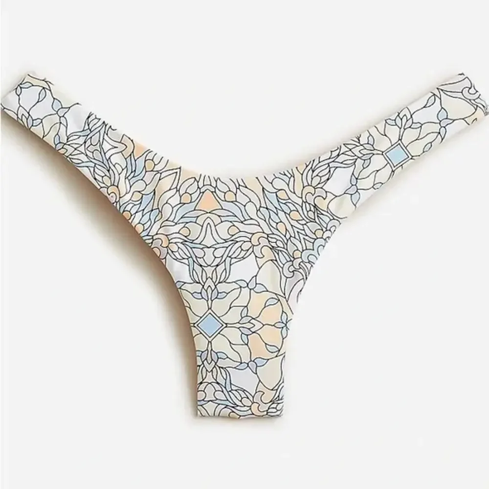 NWT J. Crew Floral Cheeky Curved Waist Bikini Swim Bathing Suit Bottom Small